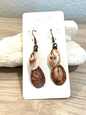 106. Handcrafted Key Hole Limpet Shell Drop Earrings from Cabo San Lucas, MX